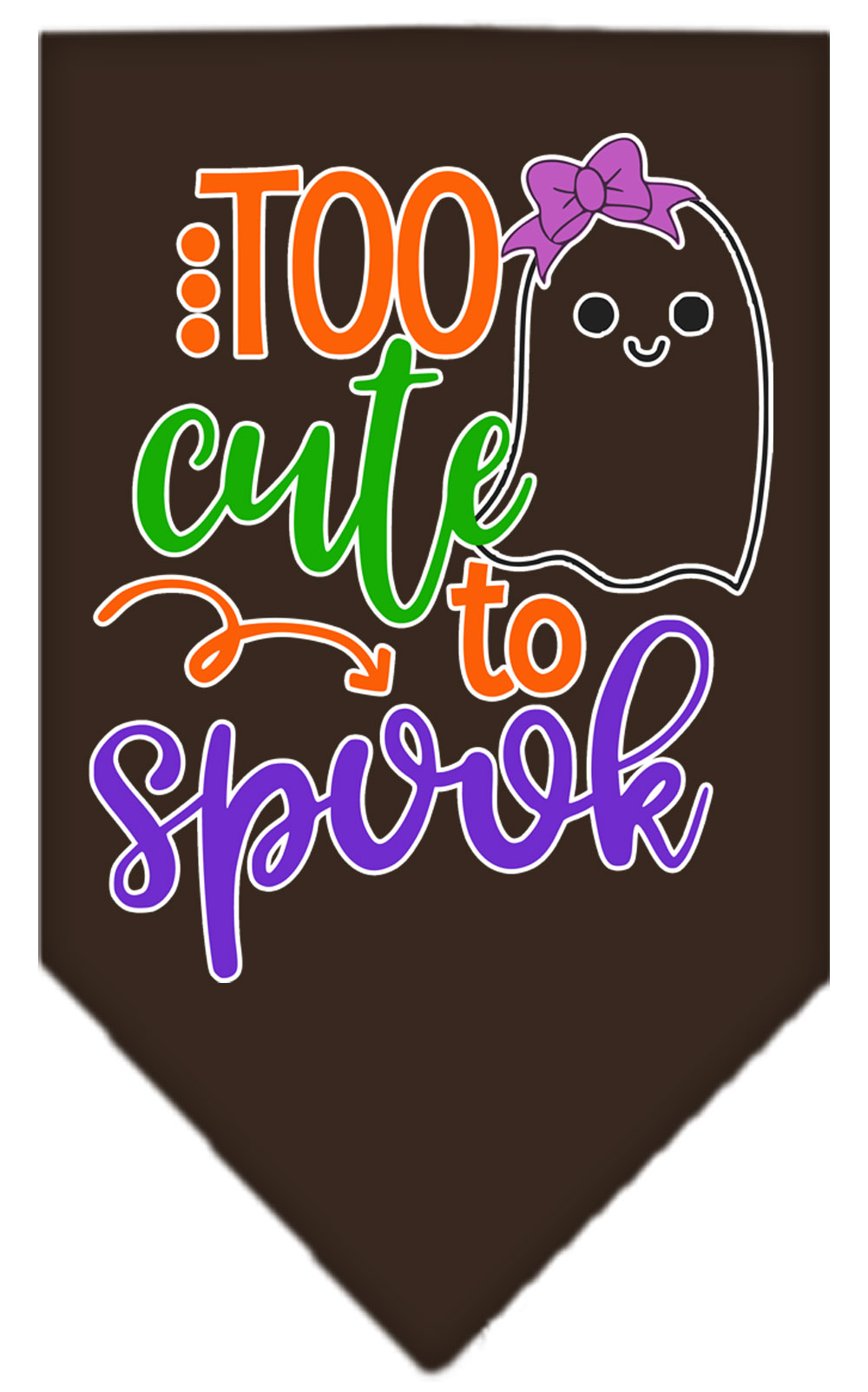 Too Cute to Spook-Girly Ghost Screen Print Bandana Cocoa Small